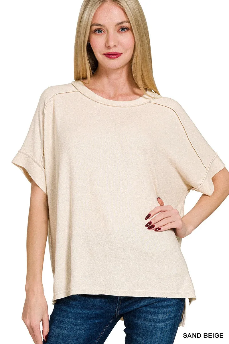 MELANGE HACCI SHORT SLEEVE HI-LOW TEE
