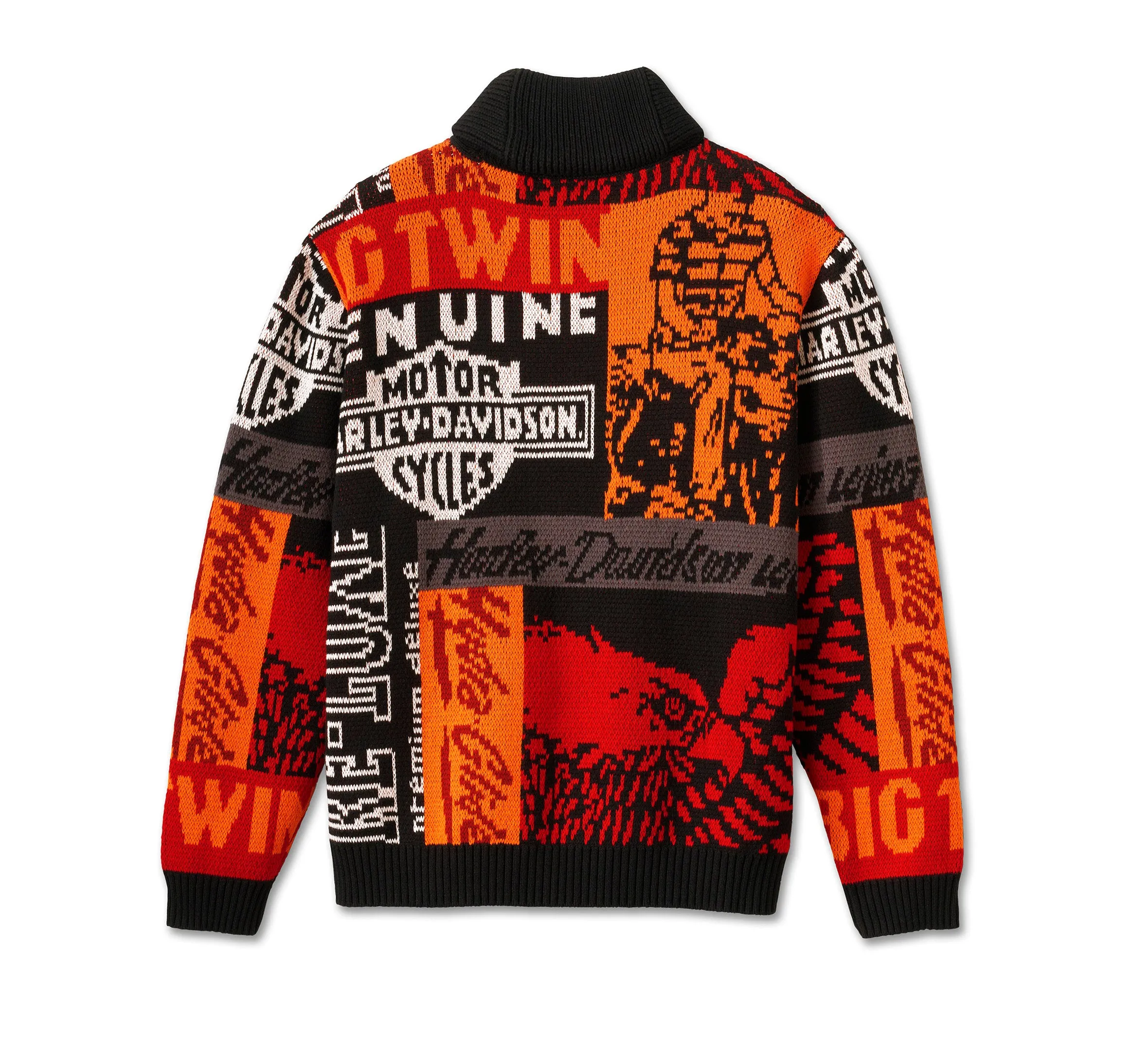 Men's Wild Card Cardigan - Print - Harley Black & Chili Pepper