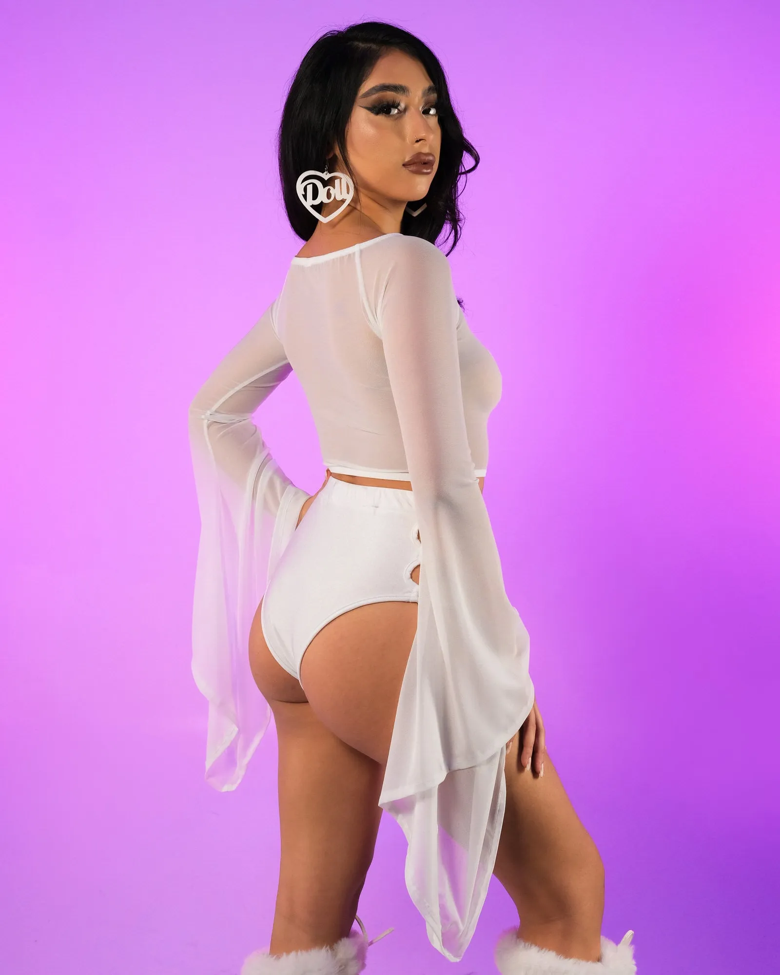Mesh Bell Sleeve Gypsy Top