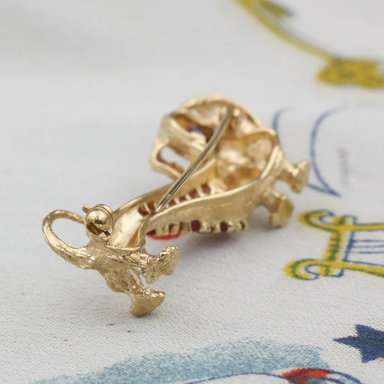 Midcentury Ruby Dachshund Brooch