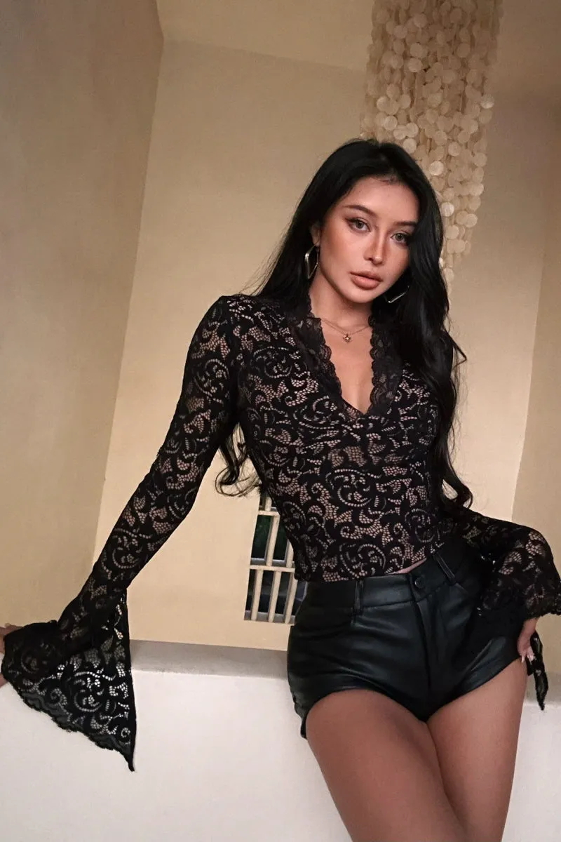 Midnight Ruffle Lace Top
