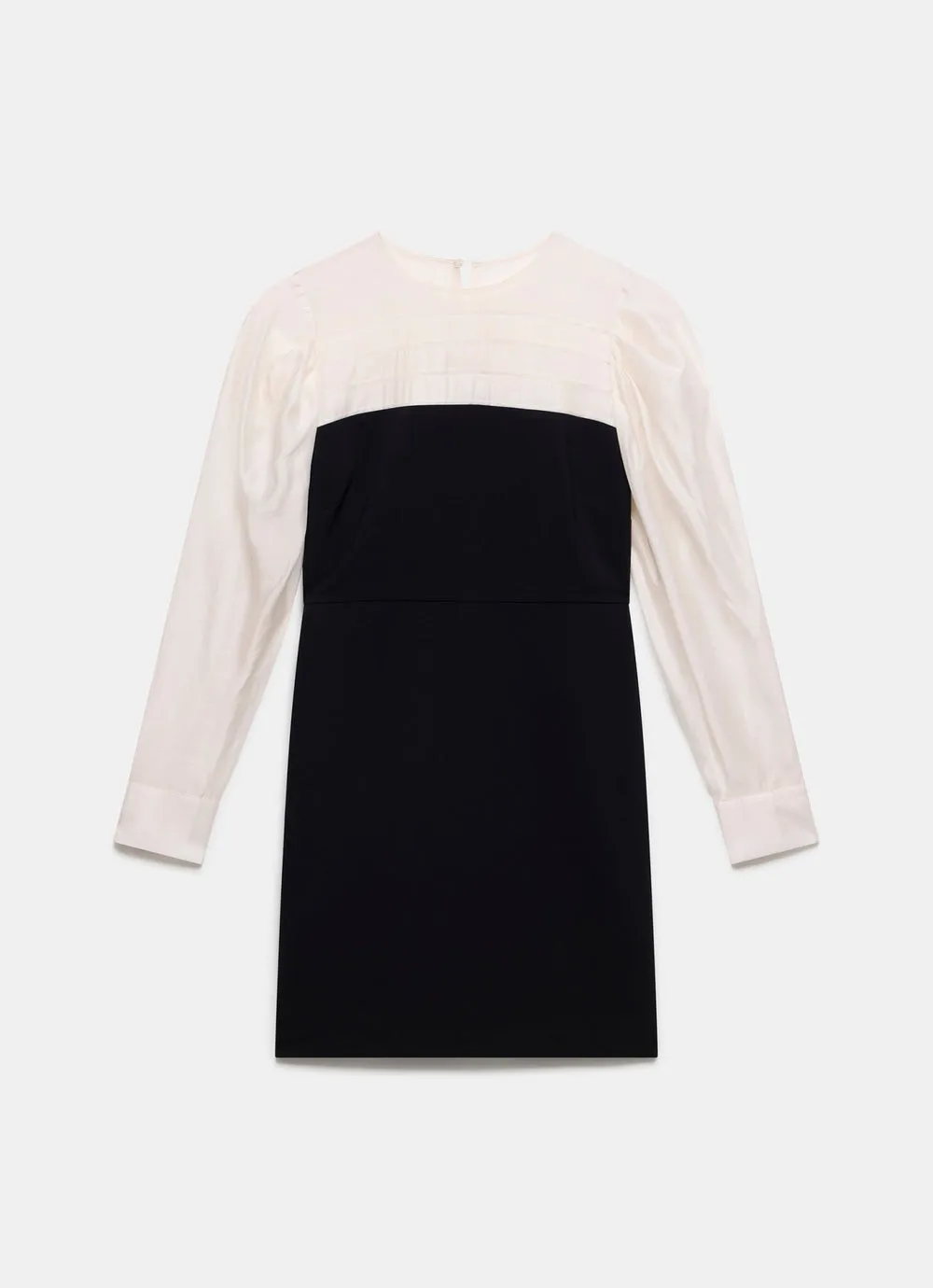 Mint Velvet Ivory / Black Volume Sleeve Mini Dress UK 8