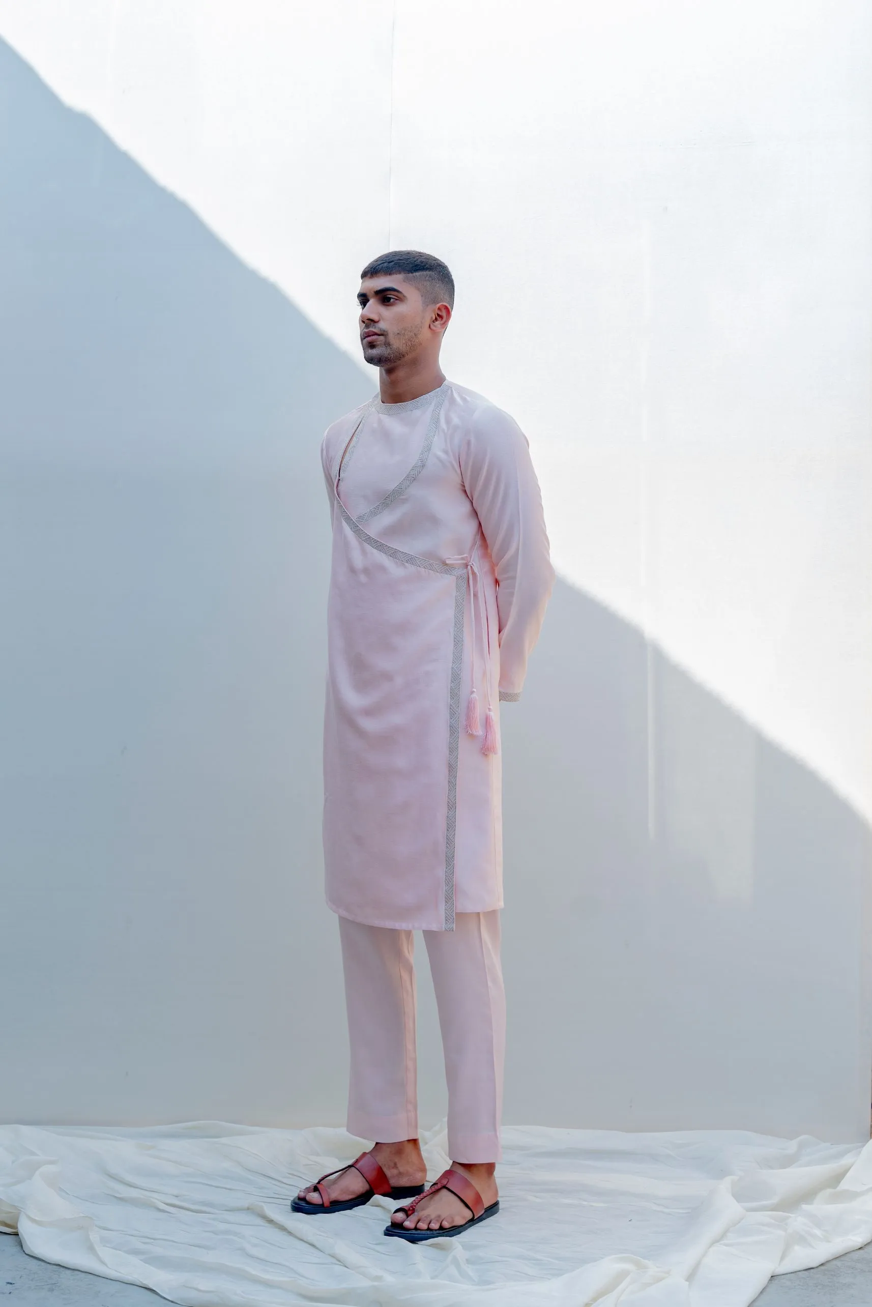 Mirjai- Peach Angrakha Kurta with Pant Set
