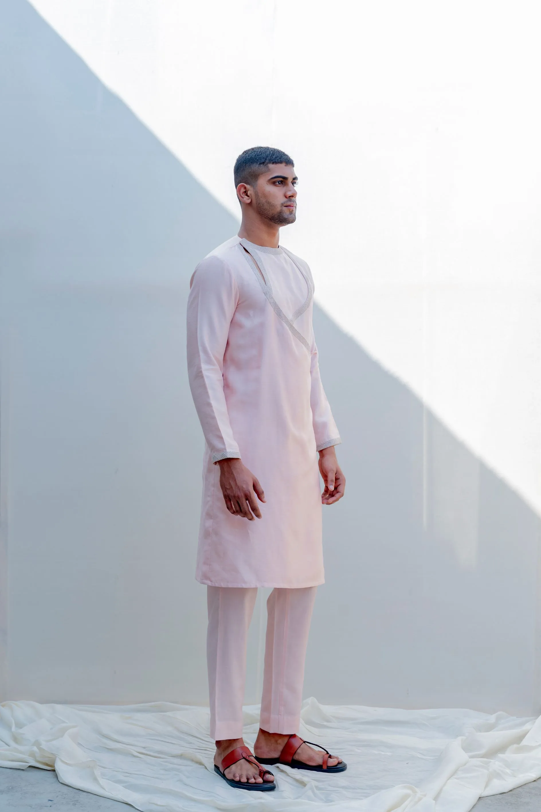 Mirjai- Peach Angrakha Kurta with Pant Set