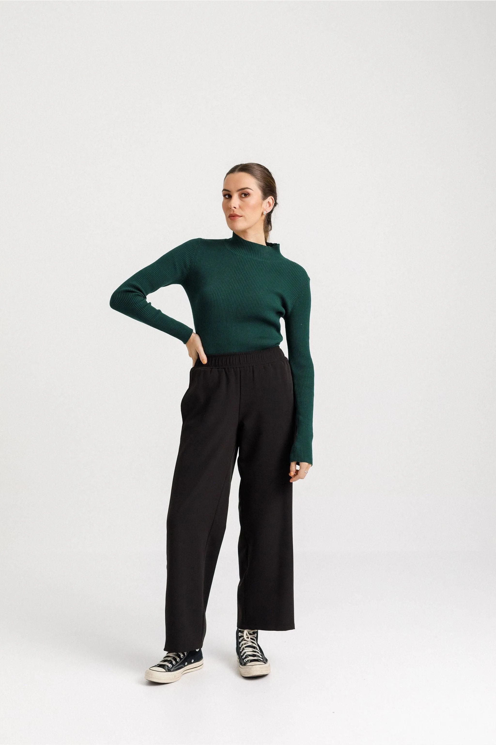 MOCK NECK LONG SLEEVE - FOREST