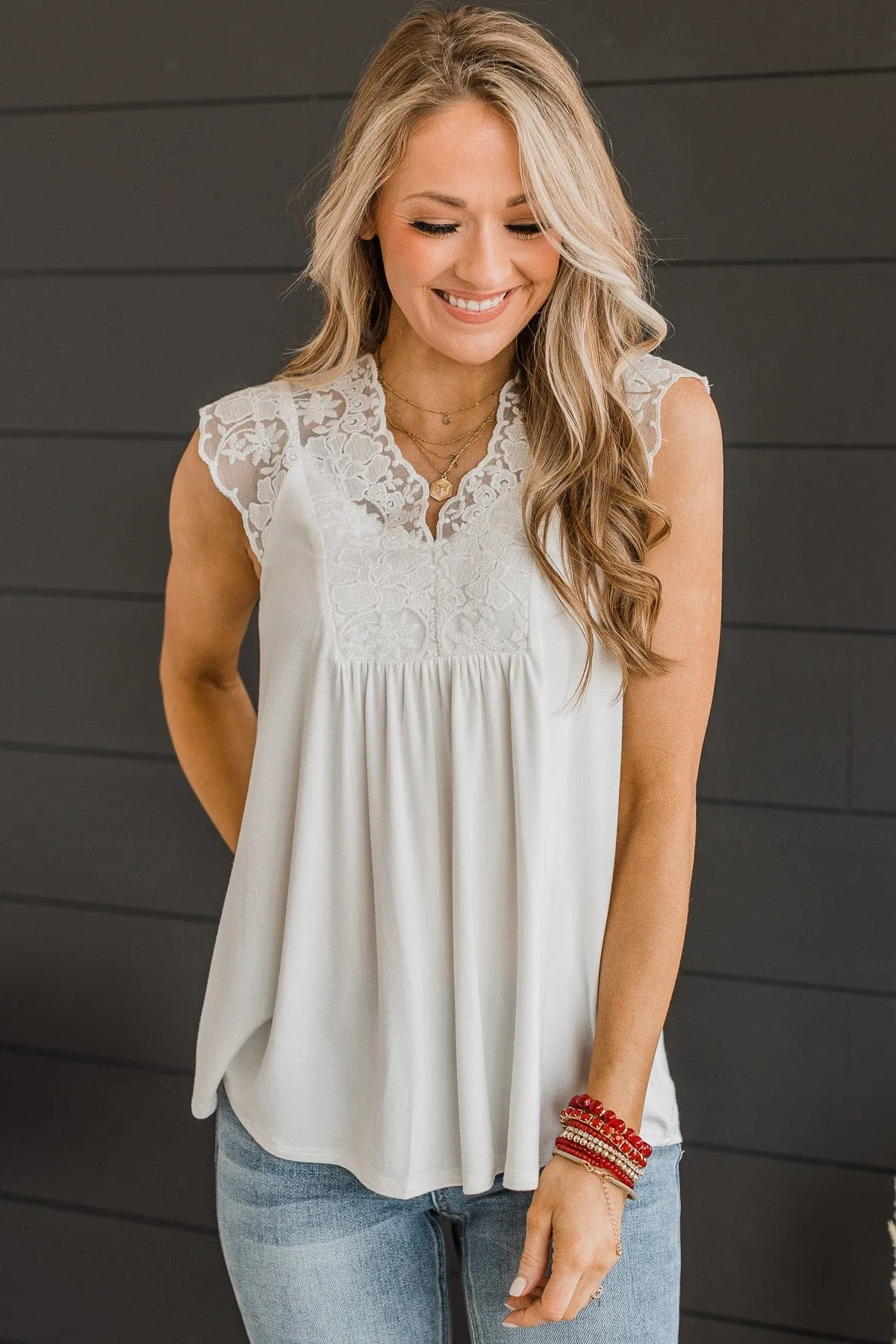 Must Be Fate Lace Top- Off-White