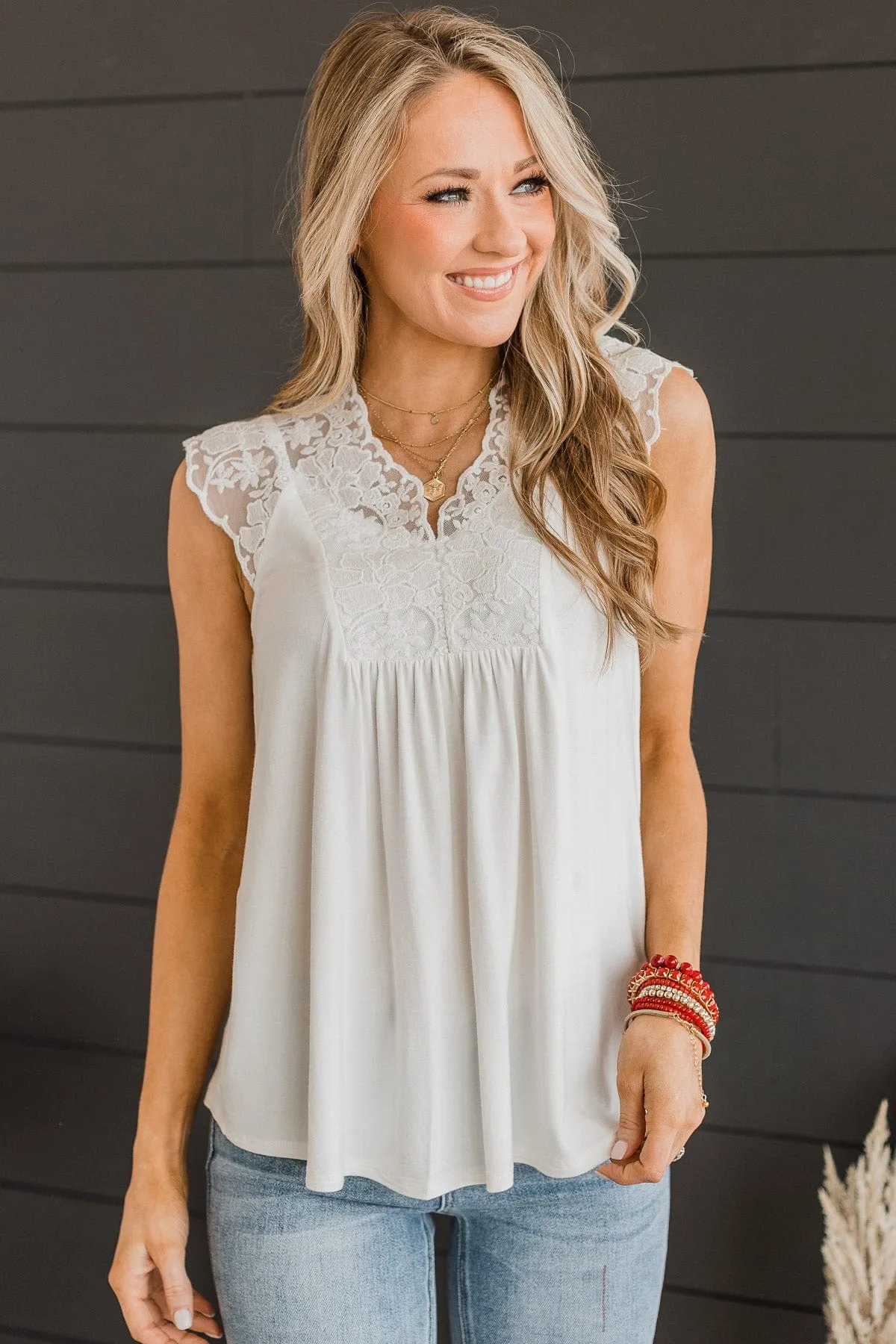 Must Be Fate Lace Top- Off-White