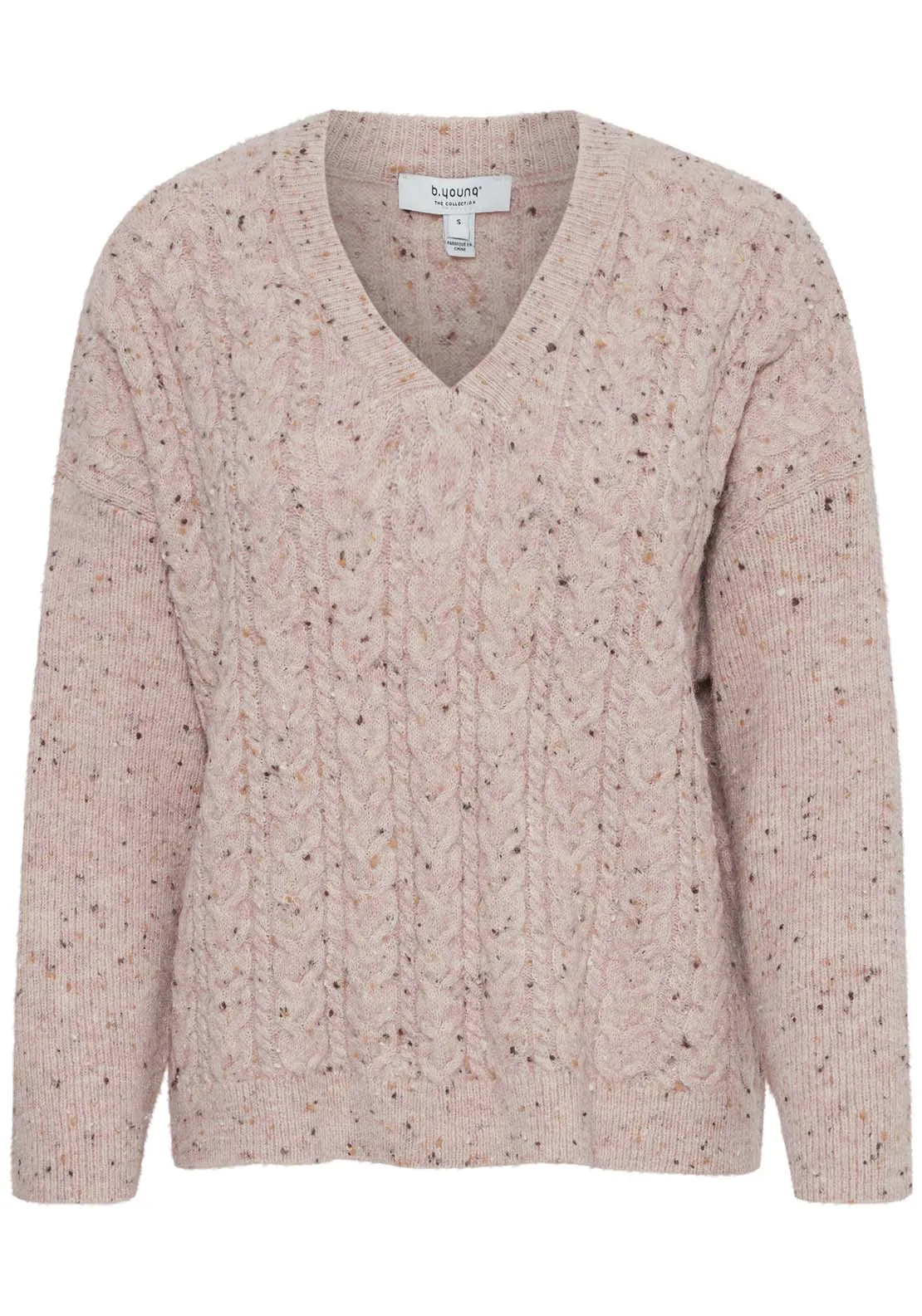 Nata V Neck Jumper - Pale Mauve Melange