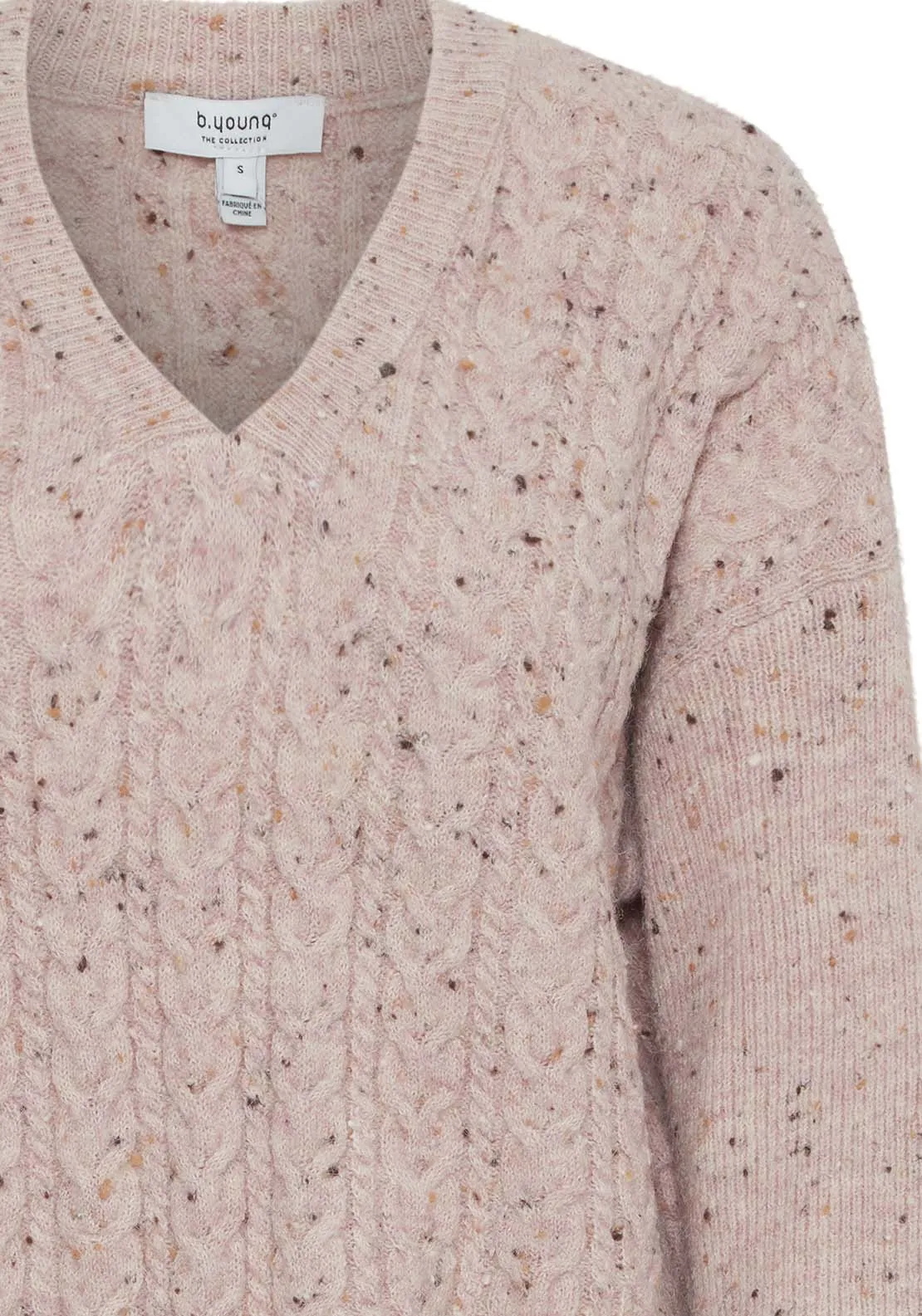 Nata V Neck Jumper - Pale Mauve Melange