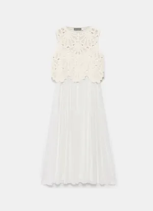 Neutral Crochet Midi Dress
