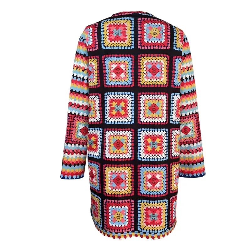 Neva - Ethnische Strickjacke in Retrofarben