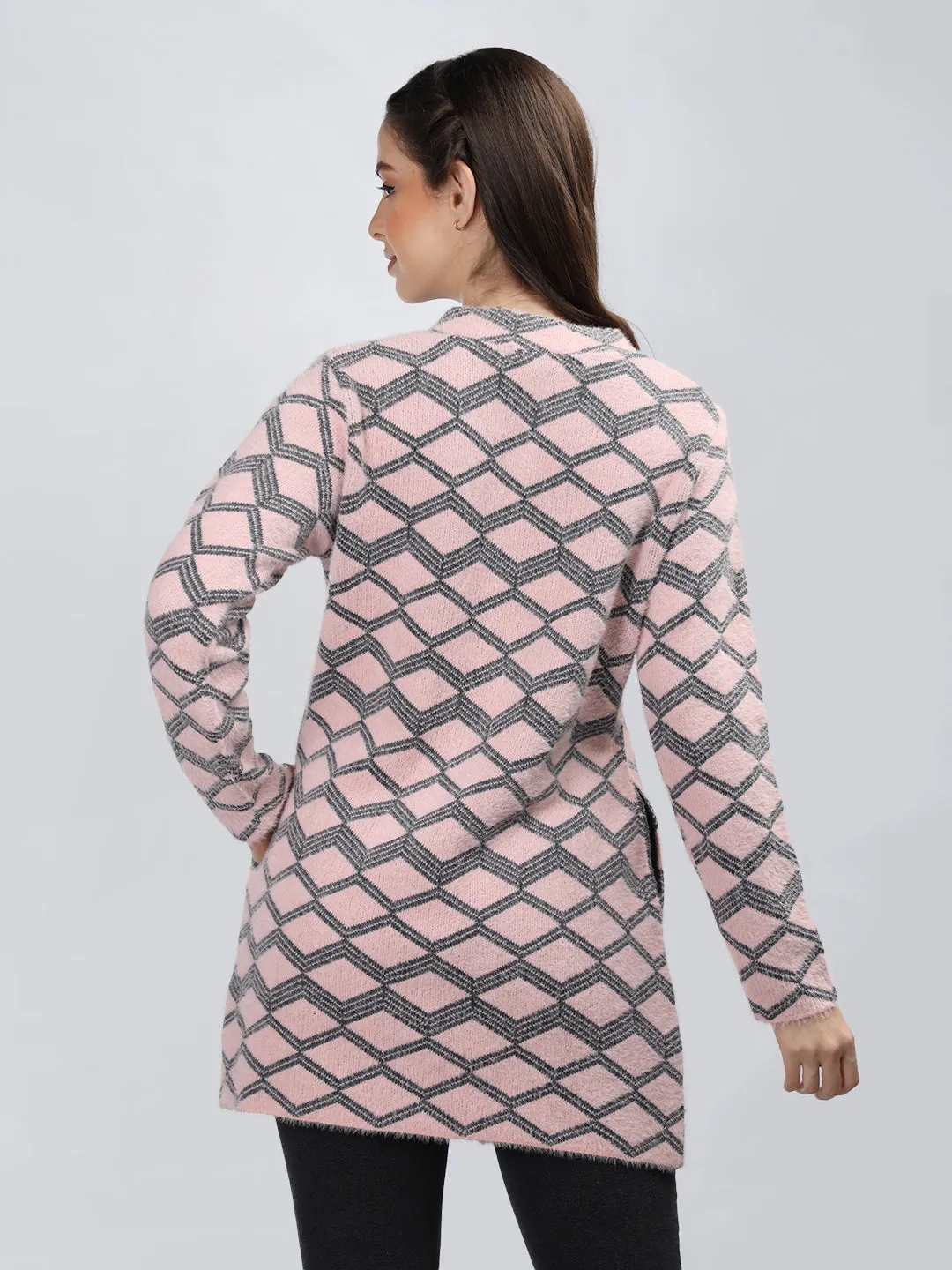 Neva Women Cardigan Button Closure Symmetrical Pattern