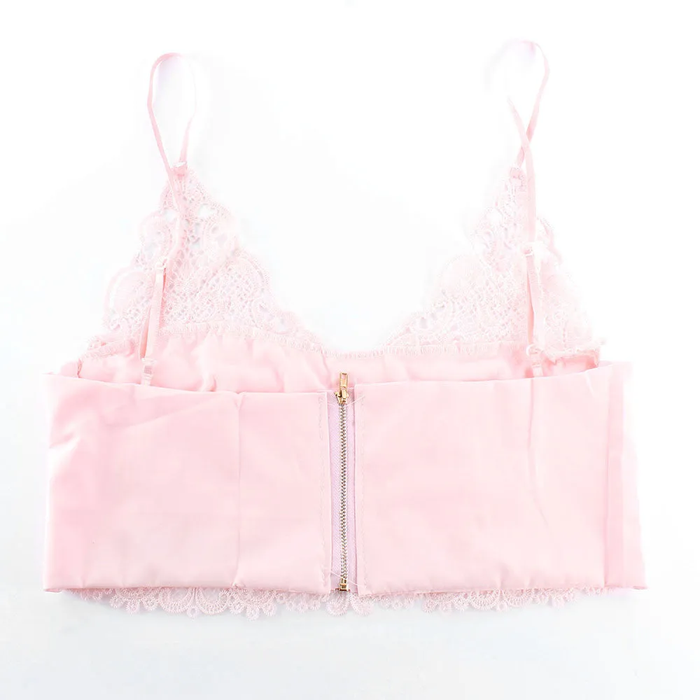 New Women Lace Unpadded Bralet Cami Vest Strappy Party Crop Top Bra Cami Tank Top NW