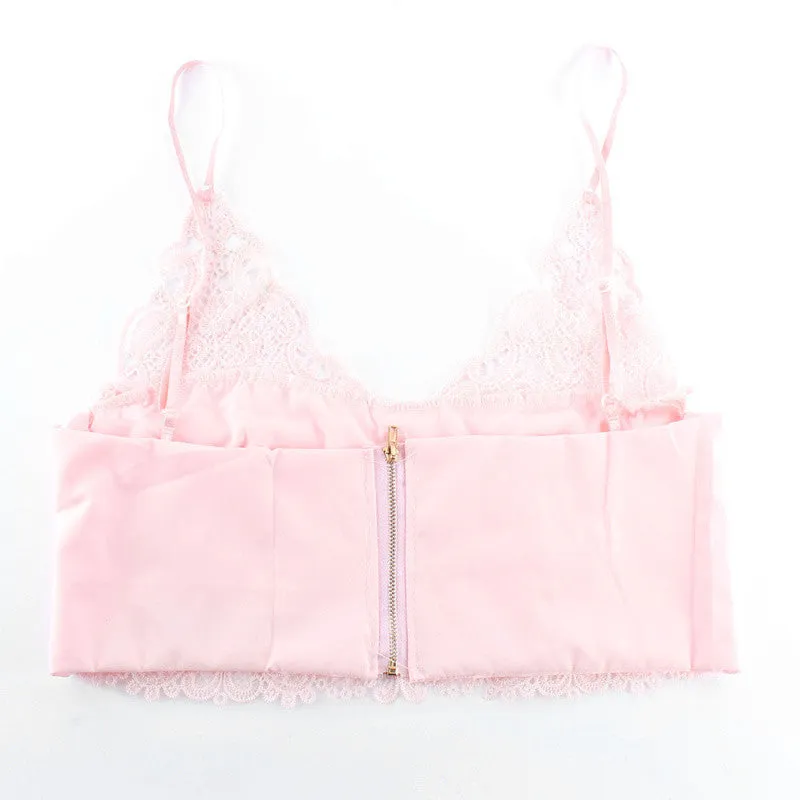 New Women Lace Unpadded Bralet Cami Vest Strappy Party Crop Top Bra Cami Tank Top NW