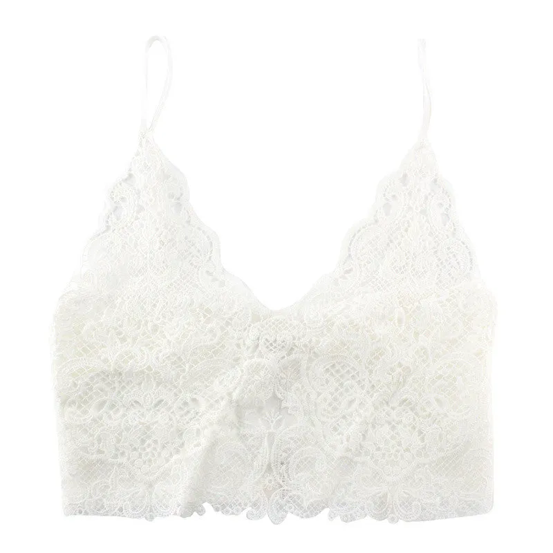 New Women Lace Unpadded Bralet Cami Vest Strappy Party Crop Top Bra Cami Tank Top NW