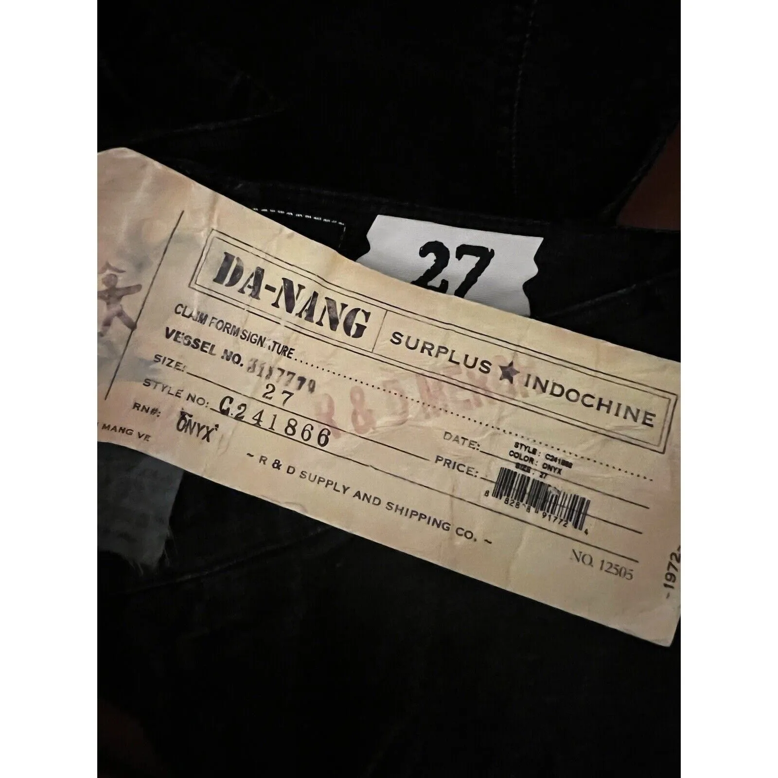 NWT Da Nang Women's Black Surplus Corduroy Jeans Pants in Onyx, Size 27 x 32
