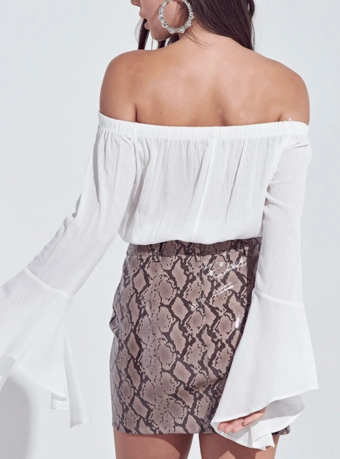 Off The Shoulder Bell Sleeve Crop Top