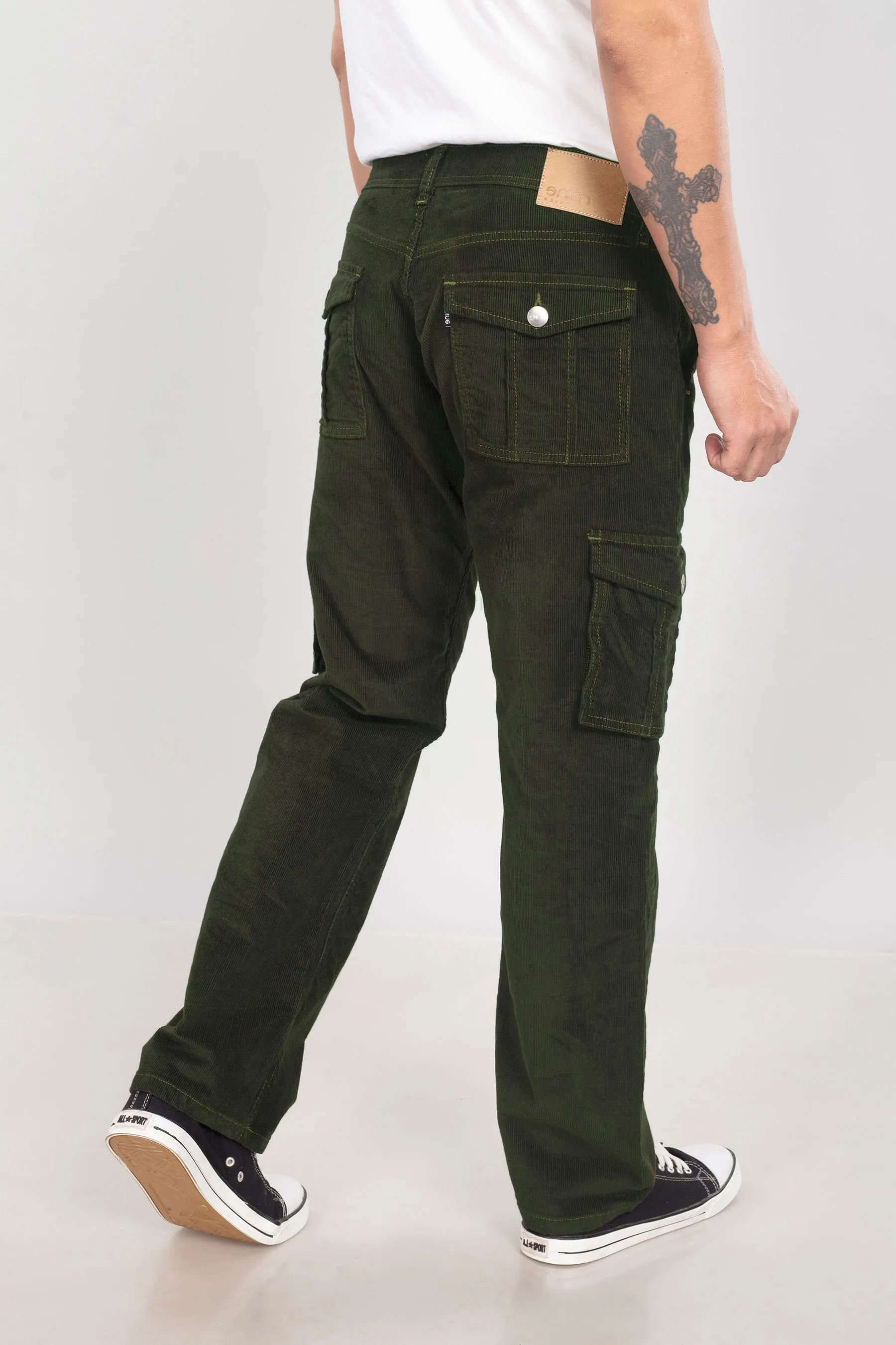 Olive Green Classic Cargo Corduroy