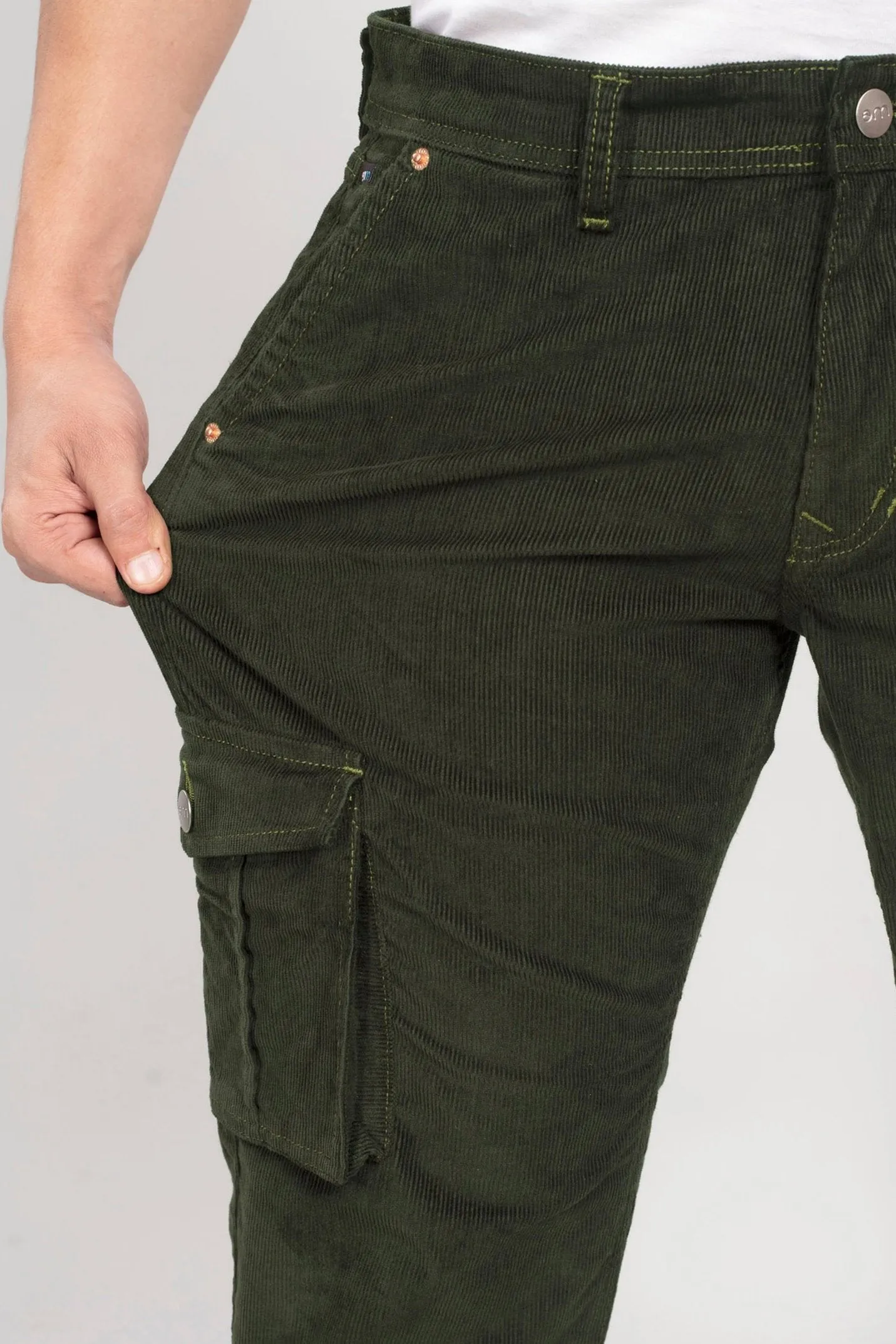 Olive Green Classic Cargo Corduroy