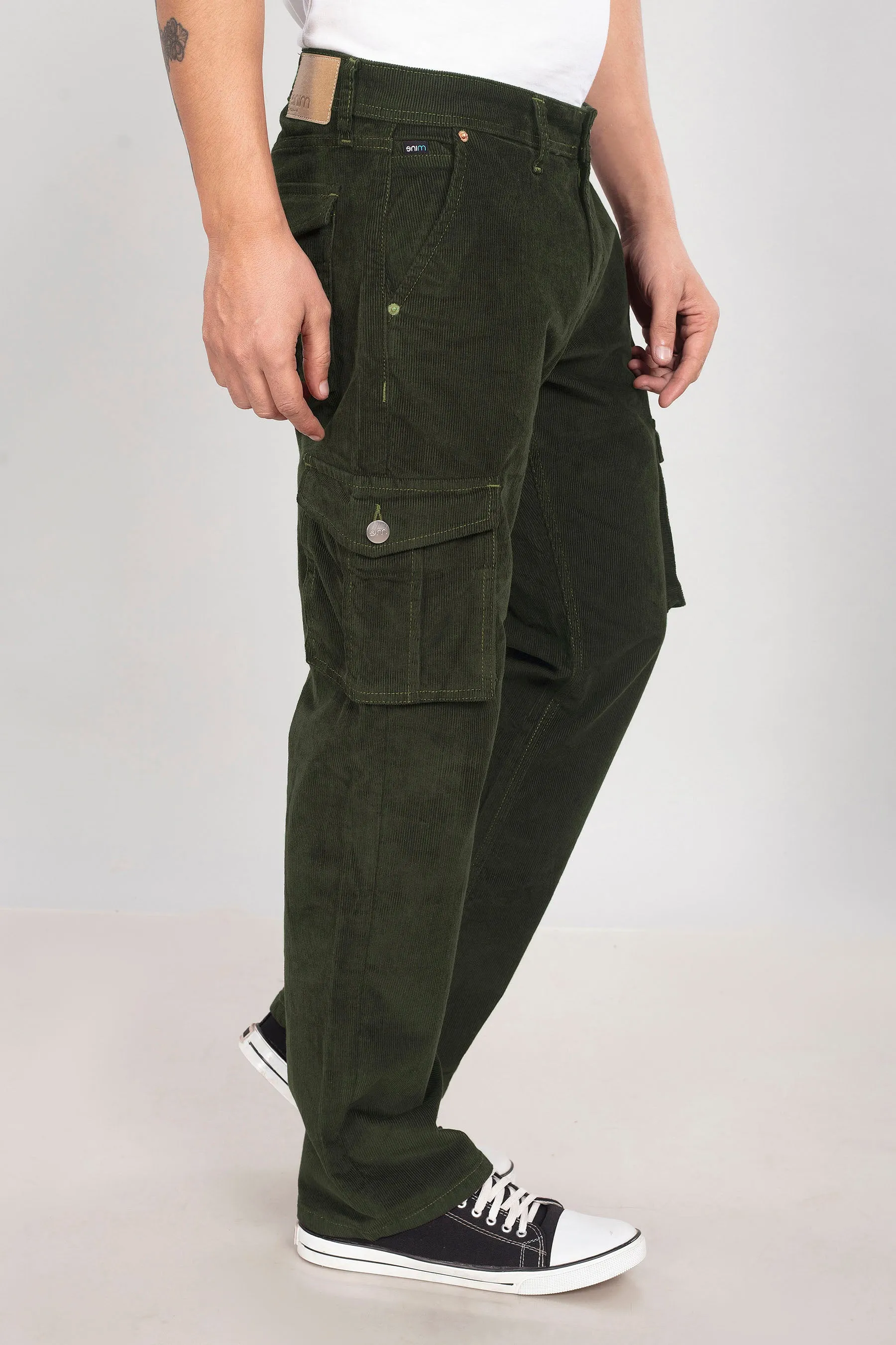 Olive Green Classic Cargo Corduroy