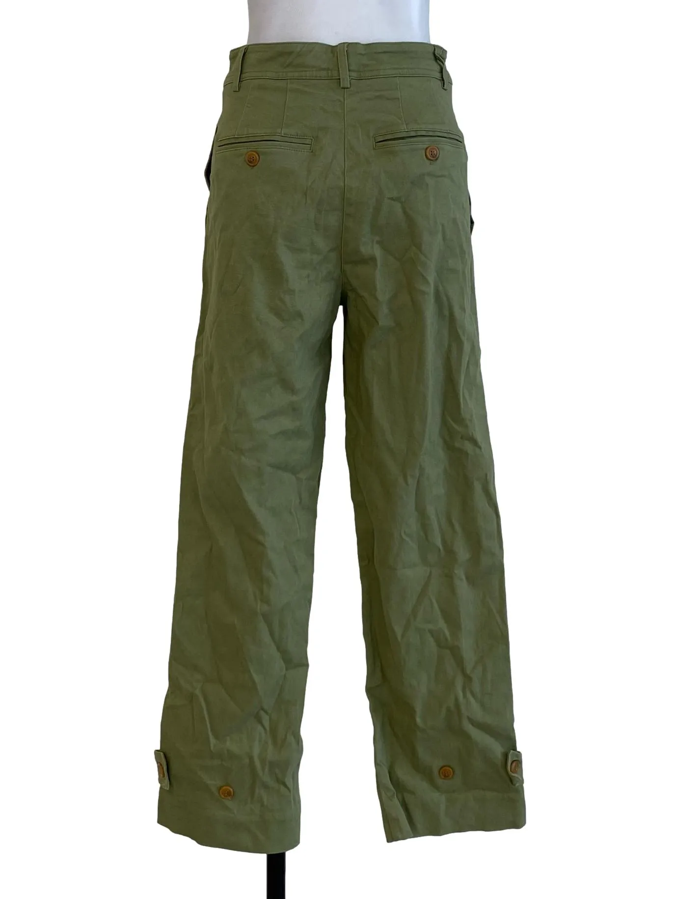 Olive Plain Straight Pants