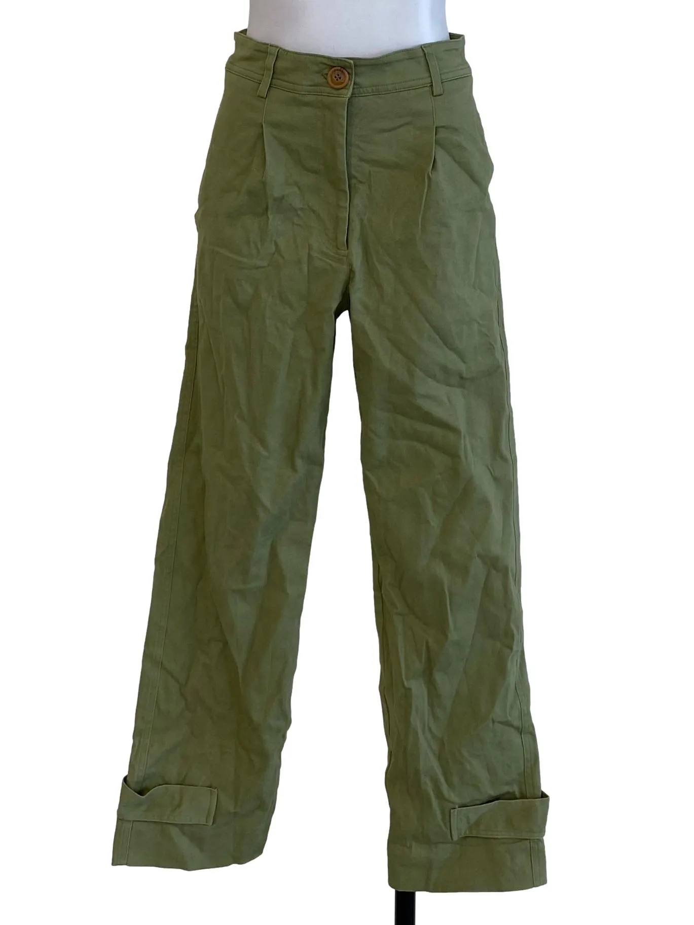 Olive Plain Straight Pants