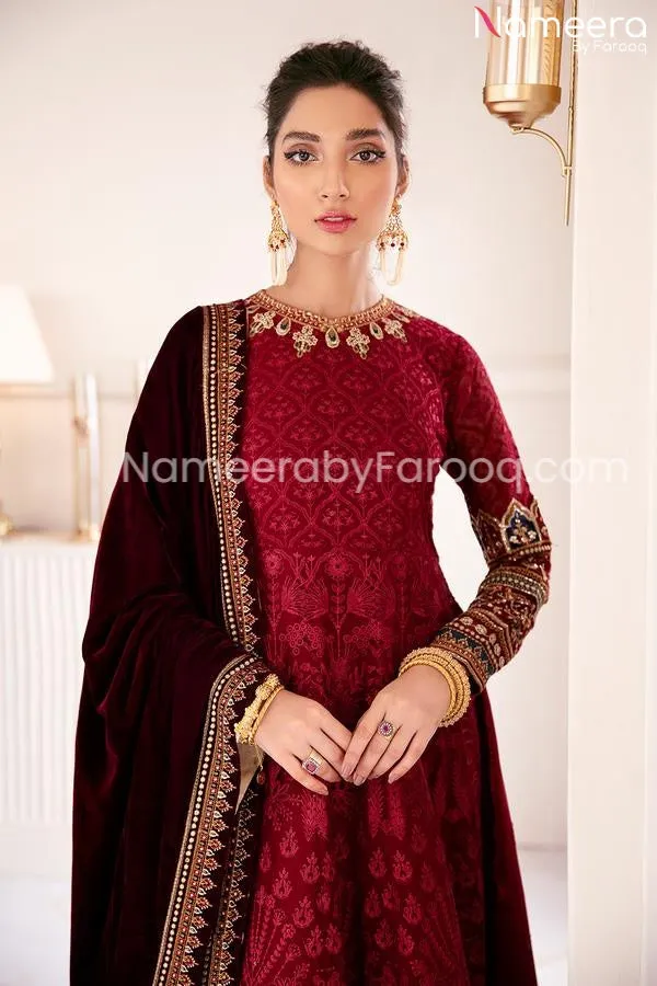 Pakistani Red Long Frock Party Wear Online 2021 #PN235