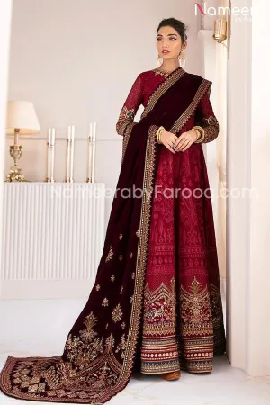 Pakistani Red Long Frock Party Wear Online 2021 #PN235