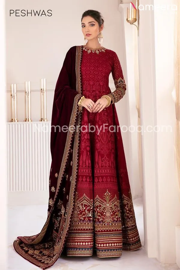 Pakistani Red Long Frock Party Wear Online 2021 #PN235