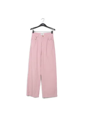 Pastel pink soft corduroy wide leg pants