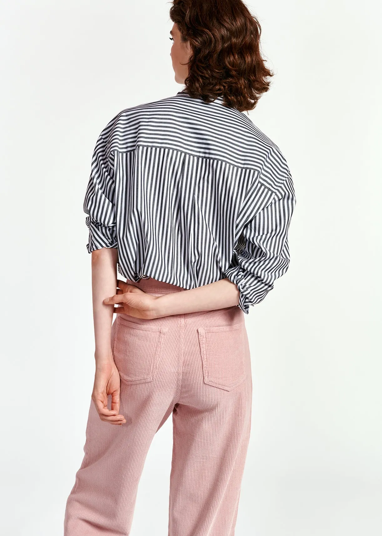 Pastel pink soft corduroy wide leg pants