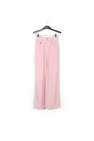 Pastel pink soft corduroy wide leg pants