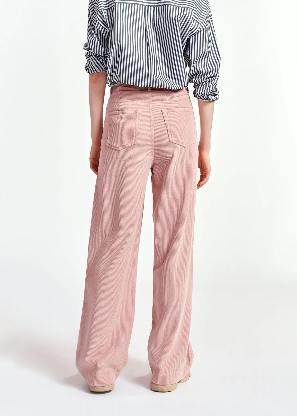 Pastel pink soft corduroy wide leg pants