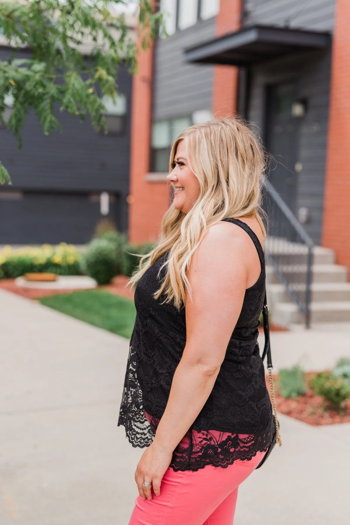 Perfect Moments Lace Tank Top- Black