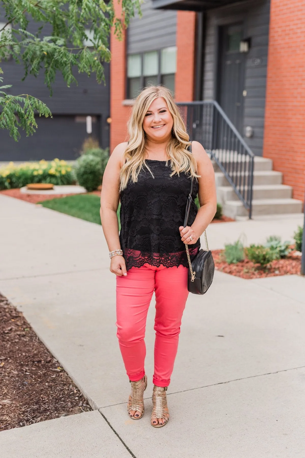 Perfect Moments Lace Tank Top- Black