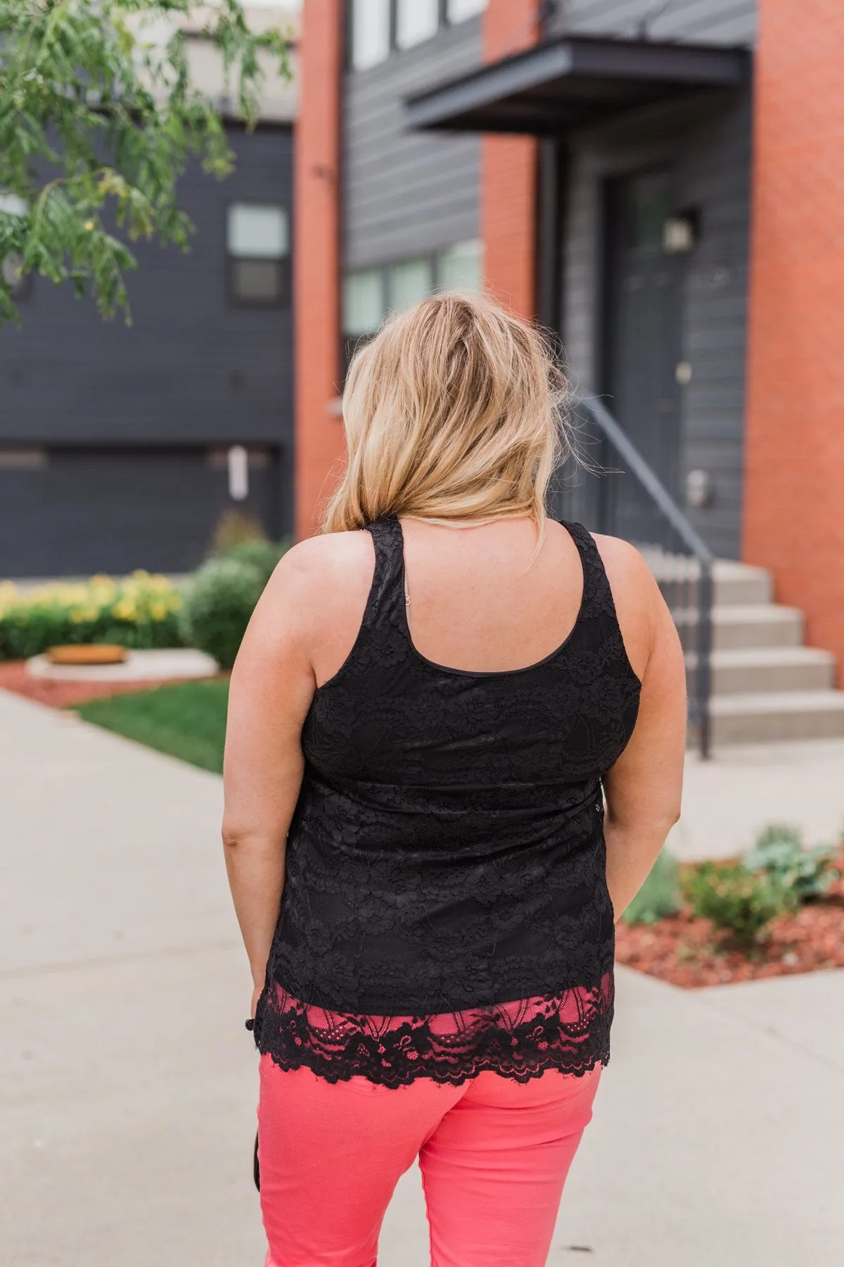 Perfect Moments Lace Tank Top- Black