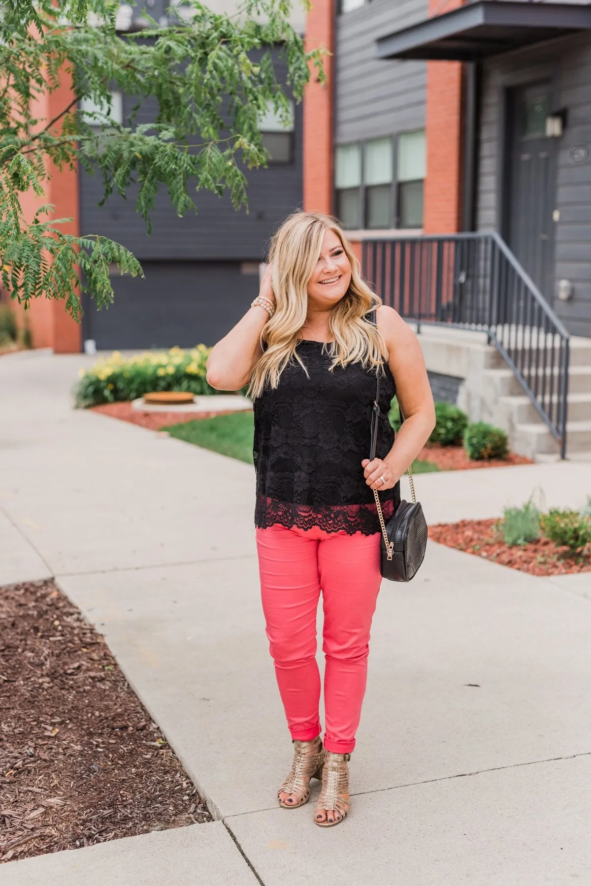 Perfect Moments Lace Tank Top- Black