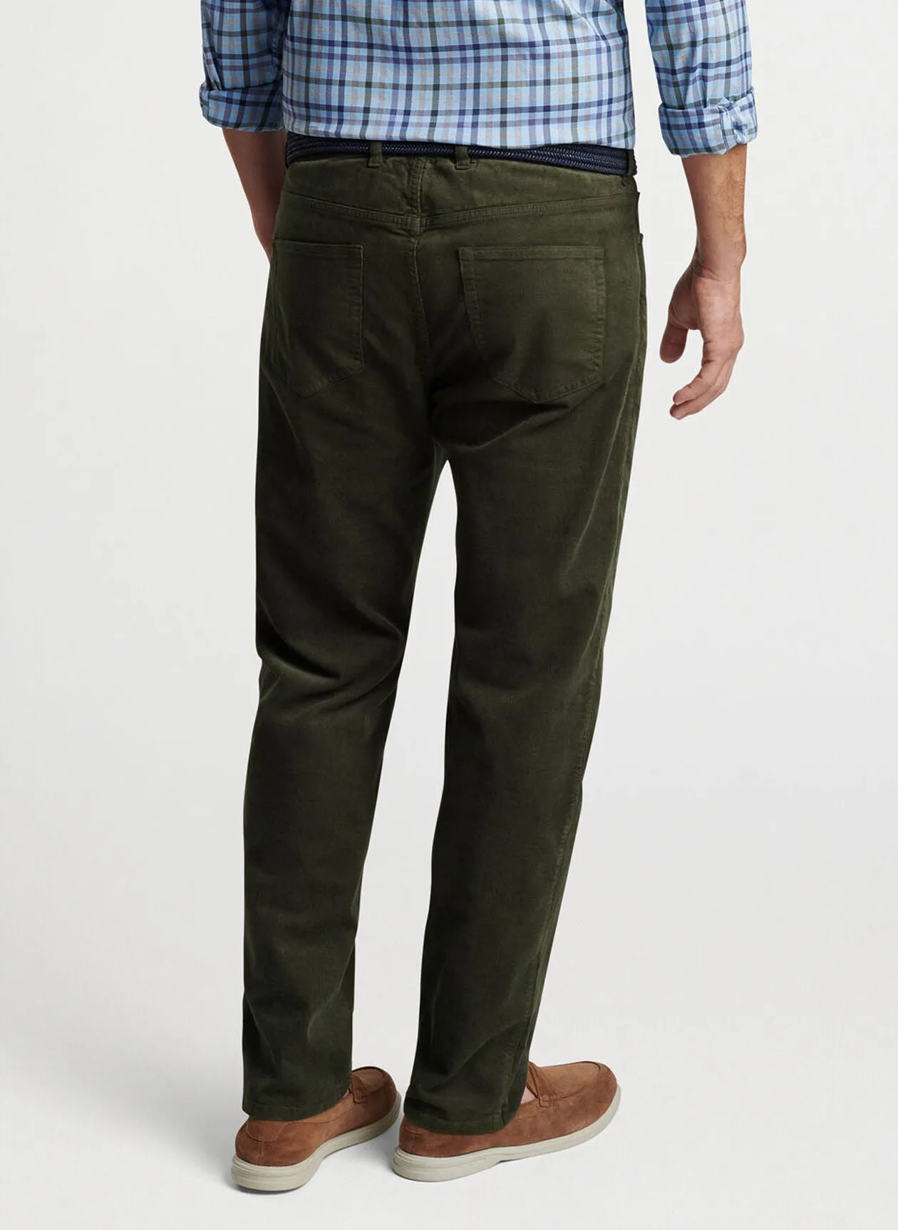 Peter Millar Mens Classic Fit Superior Soft Corduroy Five-Pocket Trouser - DARK OLIVE
