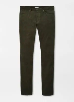 Peter Millar Mens Classic Fit Superior Soft Corduroy Five-Pocket Trouser - DARK OLIVE
