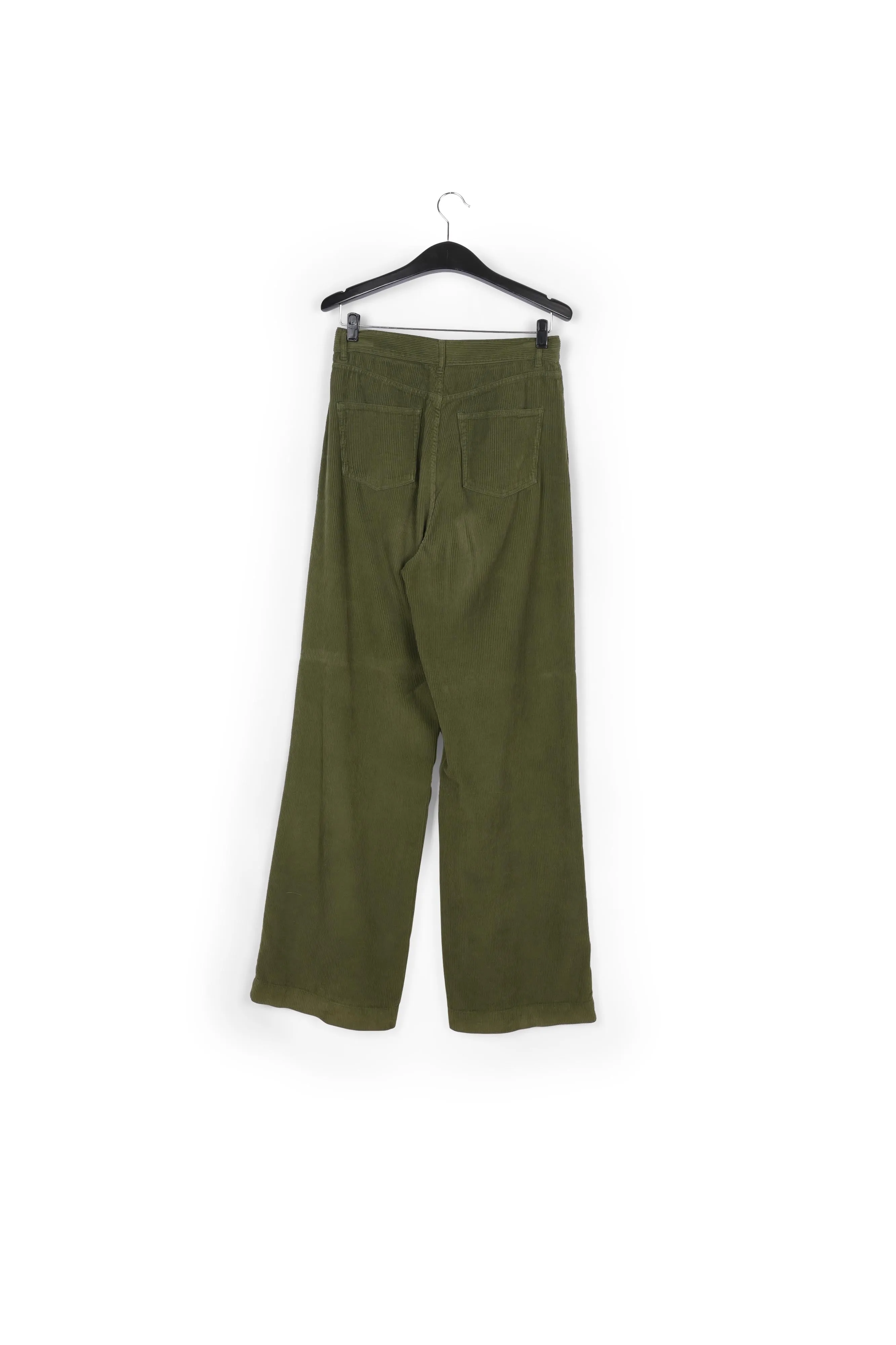 Pine green soft corduroy wide leg pants