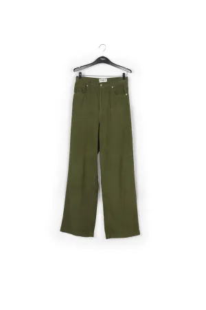 Pine green soft corduroy wide leg pants