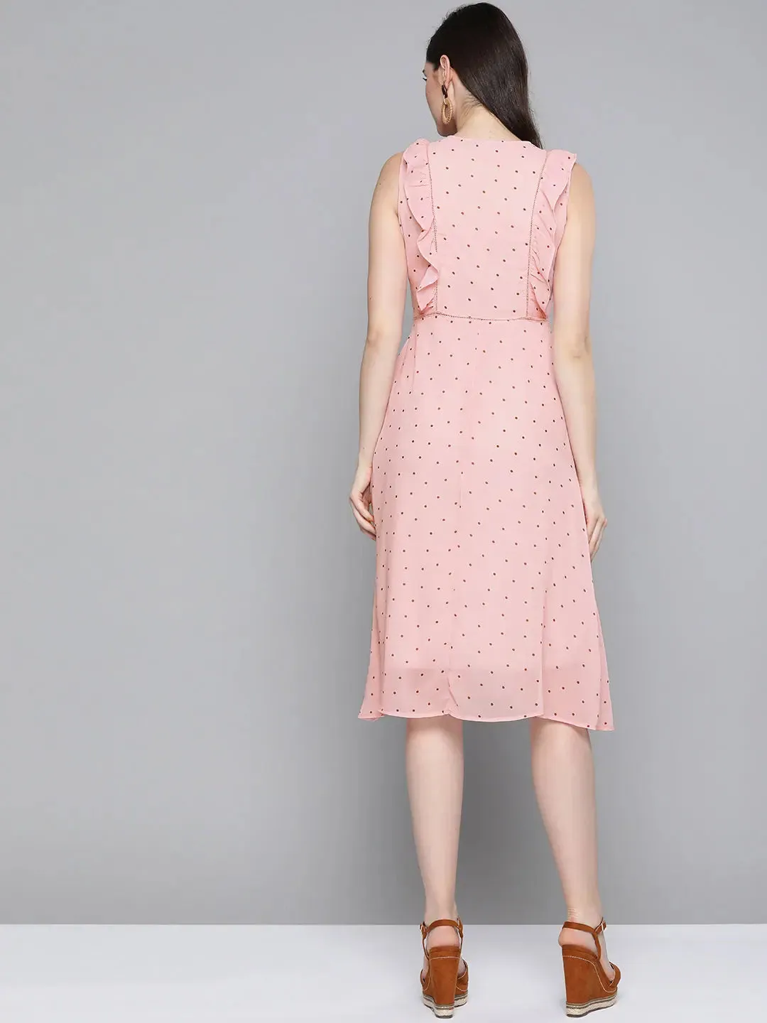Pink Polka Dot Midi Dress