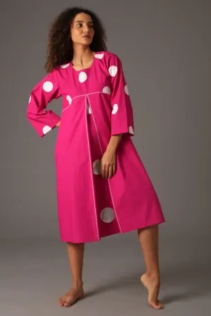 Pink Polka Printed Midi Dress