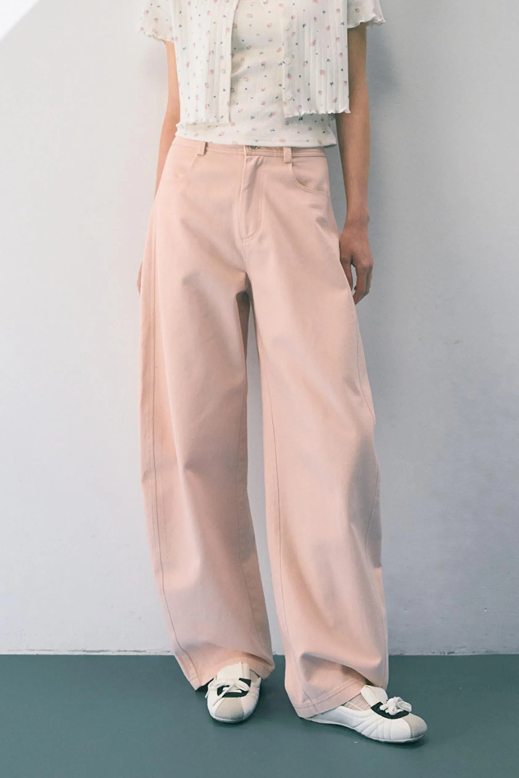 Pink Straight Leg Trousers