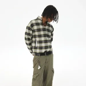 Plaid Deconstructed V-Neck Pullover