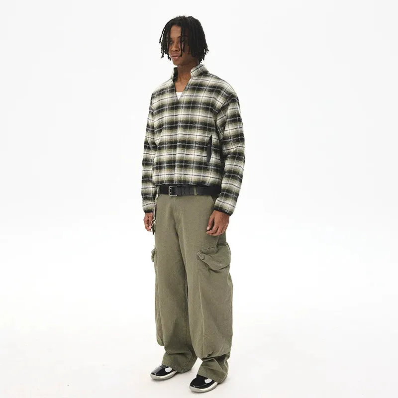 Plaid Deconstructed V-Neck Pullover