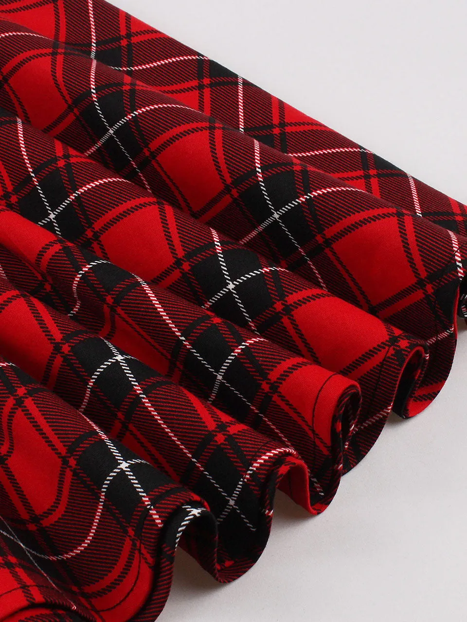 Plaid Off the Shoulder High Waist Halter 1950 Dress