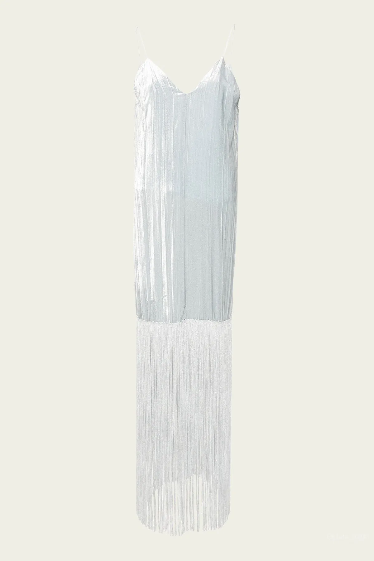 Pliss' Velvet Fringed Dress in Silver