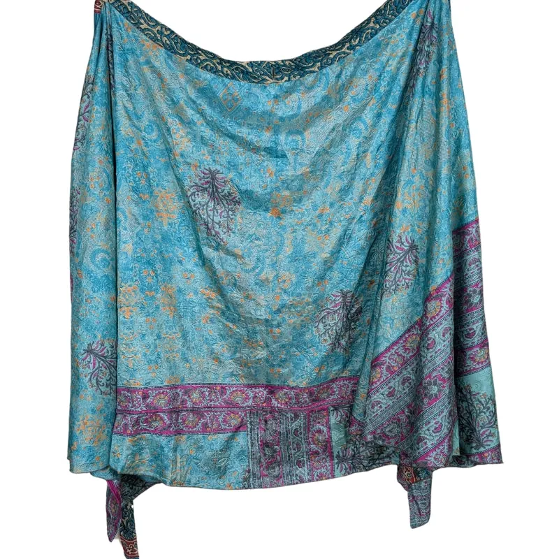 Plus/Maxi Length Up-Cycled Reversible Sari Wrap Skirt #6