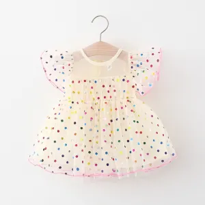 Polka Dot Beige Baby Girl Dress